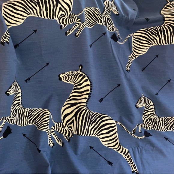 Scalamandre Whimsical Prancing Zebra Print Fabric, Denim 1 Yard - Picture 3 of 5